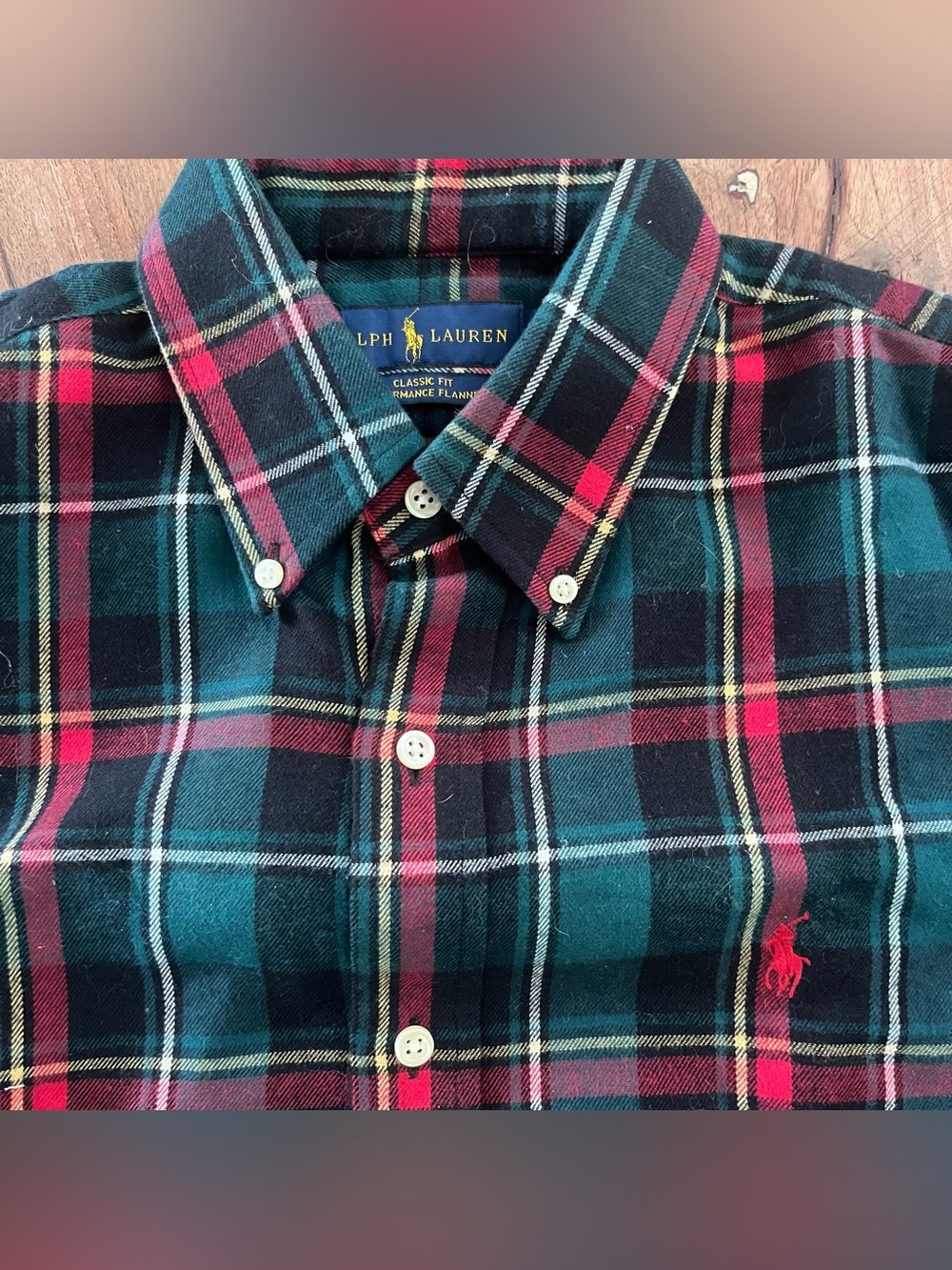NWOT Ralph Lauren M Button D Plaid Shirt Classic Fit Performance flannel Red Grn